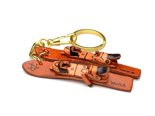 Skis Leather Sports KH Keychain VANCA CRAFT-Collectible keyring Made in Japan