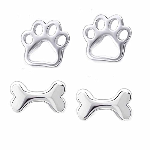 SL de Silver Juego de pendientes y hueso de huellas Plata 925 en caja de regalo SL de Silver Juego de pendientes y hueso de huellas Plata 925 en caja de regalo