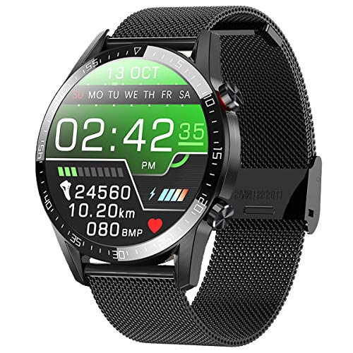 Smartwatch, Reloj Inteligente Impermeable IP68 Pulsera Actividad Hombre Mujer, Inteligente Reloj Deportivo Reloj Fitness con Pantalla Táctil Completa Pulsómetro Cronómetros per iOS Android（negro）