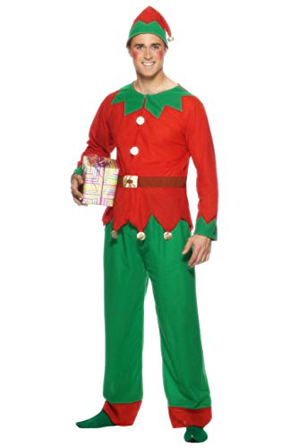 Smiffys-26025L Miffy Disfraz de Elfo, con Parte de Arriba, pantalón y Gorro, Color Rojo y Verde, L-Tamaño 42"-44" (Smiffy'S 26025L)