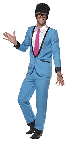 Smiffys-39963XL Jack Disfraz de Teddy Boy, con Pantalones, Chaqueta con Camisa postiza y Corbata, Color Azul, XL-Tamaño 46"-48" (Smiffy'S 39963XL)