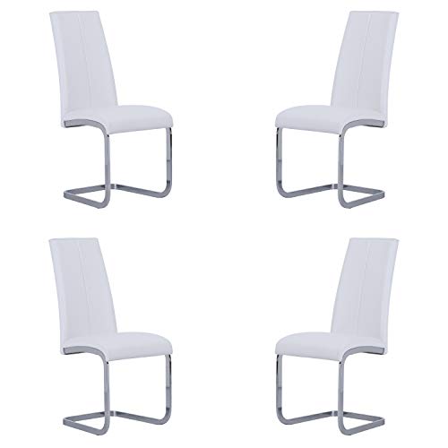 Smile, Pack de 4 sillas de Comedor, Cocina o Salon, Acabado en símil Piel Color Blanco, Medidas: 45 cm (Ancho) x 51 cm (Fondo) x 103 cm (Alto) Smile, Pack de 4 sillas de Comedor, Cocina o Salon, Acabado en símil Piel Color Blanco, Medidas: 45 cm (Ancho) x 51 cm (Fondo) x 103 cm (Alto)