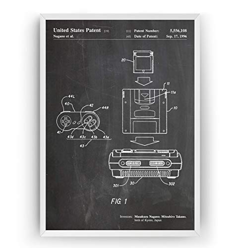 SNES Super Game Boy 1996 Patent Print - Gaming Gamer Games Room Póster Con Diseños Patentes Decoración de Hogar Inventos Carteles - Marco No Incluido