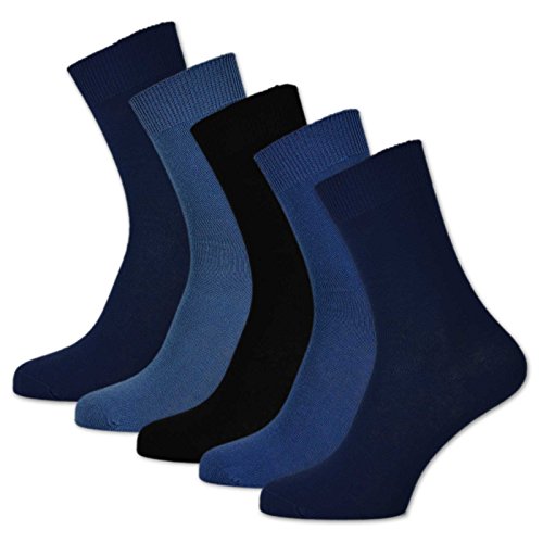 sockenkauf24 10 Pares de calcetines Hombre y Mujer 100% Algodón sin costura y sin presiones molestas Diferentes variedades (39-42, 4 x Azul marino | 4 x Azul tejano | 2 x Negro)