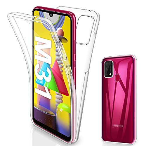 SOGUDE - Carcasa para Samsung Galaxy M31 (360 grados, parte frontal y trasera de teléfono móvil, transparente, protección transparente antigolpes, para Samsung Galaxy M31)