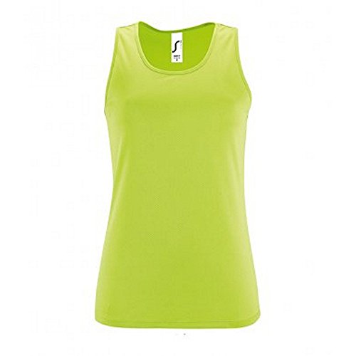 SOLS Camiseta Deportiva Sin Mangas Para Mujer (Mediano (M)/Verde Manzana)