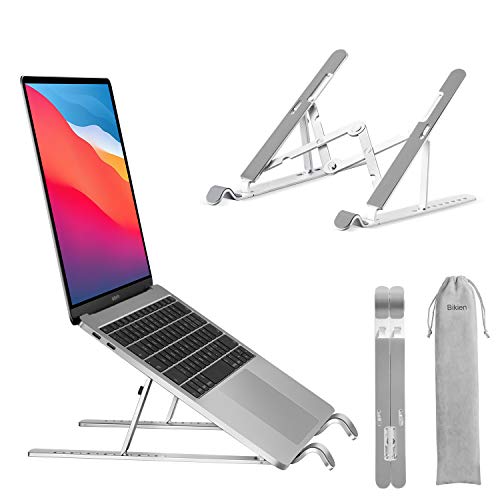 Soporte Portátil 9 Ángulos Ajustables, Aleación de Aluminio, Soporte Ordenador Portatil Ventilado Plegable para 10-18”Macbook, DELL, Chrome, Otros Portátiles y Tableta - Plata