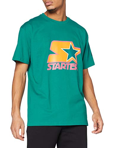 STARTER BLACK LABEL Starter Colored Logo tee Camiseta, Rosa Verde Amarillo, L para Hombre