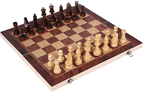 Staunton Chess Juego de ajedrez de madera Juego de ajedrez de madera, Chess Armory Juego de ajedrez magnético, Juego de ajedrez de madera con tablero de ajedrez plegable, Piezas de ajedrez Staunton, J