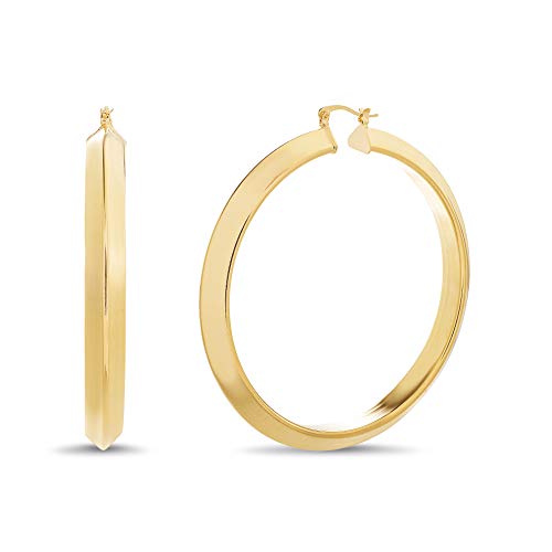Steve Madden 76mm Knifedge Hoop Earrings in Yellow Gold Plated Alloy (Yellow)
