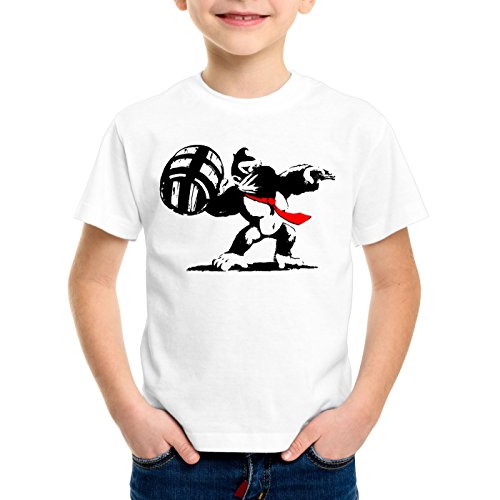 style3 Grafiti Kong Camiseta para Niños T-Shirt Donkey Pop Art Banksy Geek SNES Wii u Nerd Gamer, Talla:140