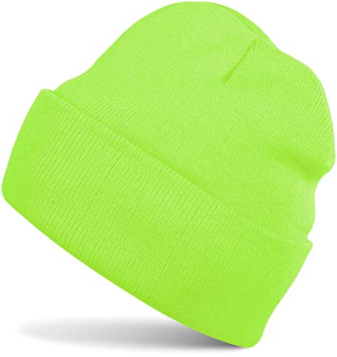styleBREAKER Gorro Beanie clásico de Punto, Punto Fino Doble y cálido, Unisex 04024029, Color:Verde neón styleBREAKER Gorro Beanie clásico de Punto, Punto Fino Doble y cálido, Unisex 04024029, Color:Verde neón