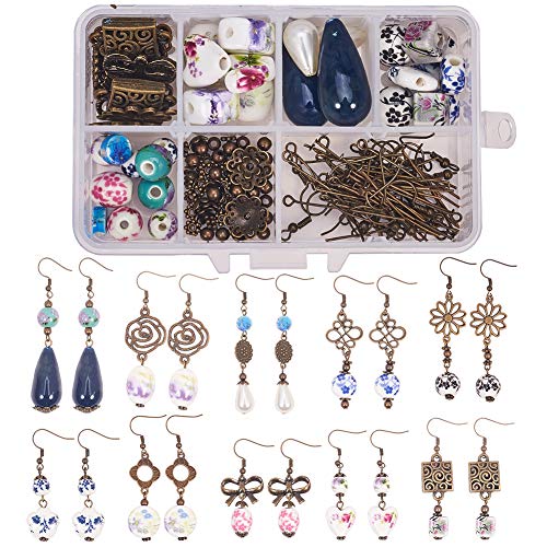 SUNNYCLUE DIY 10 Pares de Porcelana Cuelgan los Pendientes con Cuentas Colgantes Kit de Fabricación Incluye Enlaces de Aleación de Enlaces Y Ganchos para Pendientes de Latón Sin Níquel, Instrucción SUNNYCLUE DIY 10 Pares de Porcelana Cuelgan los Pendientes con Cuentas Colgantes Kit de Fabricación Incluye Enlaces de Aleación de Enlaces Y Ganchos para Pendientes de Latón Sin Níquel, Instrucción