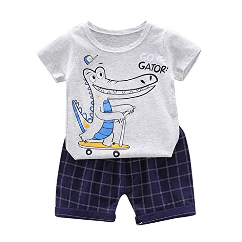 Sunnymi 0 – 3 años para niños pequeños y bebés, diseño de dinosaurios, camiseta de manga corta, pantalones informales gris 2-3 Años