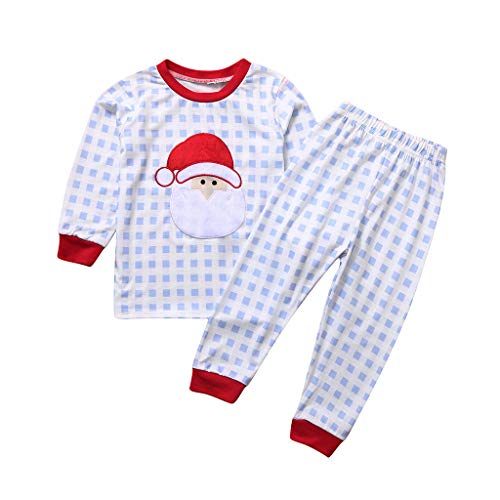 sunnymi - Conjunto de Ropa de Noche para niños de 1 a 7 años, Ropa de Noche navideña y Pijama Azul 110 cm