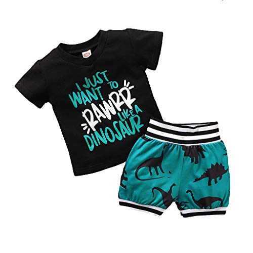 sunnymi - Conjunto de ropa de verano para bebé, 0 – 3 años, mono de manga corta, camiseta con estampado de dinosaurios a 18-24 Meses