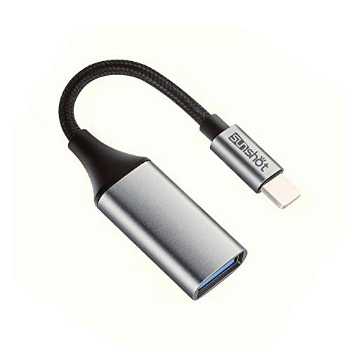 sunshot Adaptador de cámara USB hembra OTG cable de sincronización de datos compatible con iPhone o iPad, cámara de apoyo, lector de tarjetas, unidad flash USB, ratón, teclado, hub, MIDI