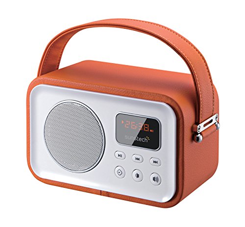 Sunstech RPBT450OR - Radio portátil (Digital FM, Altavoz, Bluetooth, micrófono, USB, SD, 2.5W RMS), color naranja