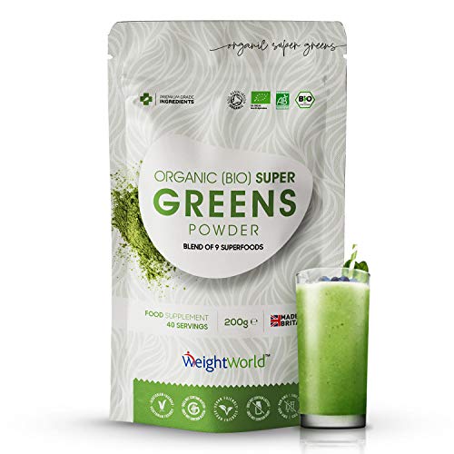 Superfood Mix Organico en Polvo 200gr - 9 Super Alimentos Detox Natural en Polvo, Super Greens Con Hierba de Trigo, Chlorella, Maca en Polvo y Té Verde Matcha, Rico en Vitaminas y Minerales y Fibra Superfood Mix Organico en Polvo 200gr - 9 Super Alimentos Detox Natural en Polvo, Super Greens Con Hierba de Trigo, Chlorella, Maca en Polvo y Té Verde Matcha, Rico en Vitaminas y Minerales y Fibra
