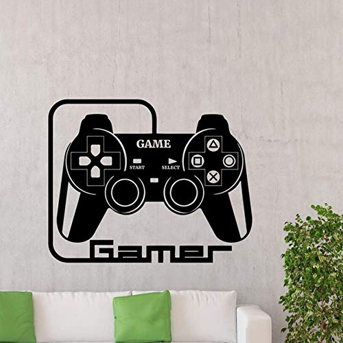 SUPWALS Pegatinas de pared Gamer Wall Decal Gaming Gamepad Joystick Vinyl Sticker Playroom Ps Pc Video Game Poster Teen Kids Bedroom Art Decor 42X33Cm