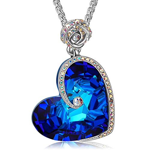 Susan Collar de Mujer, Corazón del Mar Joyería Mujer, Azul Cristales de Swarovski, Caja de Regalo Elegante, Regalos para Mujeres Niñas (Afrodita)