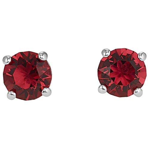 Swarovski Pendientes de botón Attract, de Mujer, rojo, Baño de Rodio