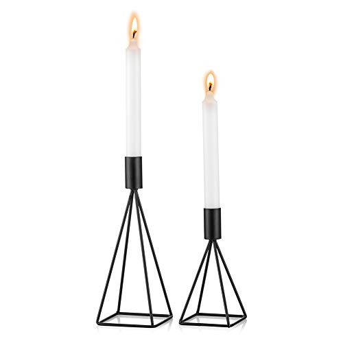 Sziqiqi Juego de 2 Candelabros de Metal Portavelas Negro para Comedor Mesa de Centro de Mesa Boda Decoración Portavelas de Columna, Negro