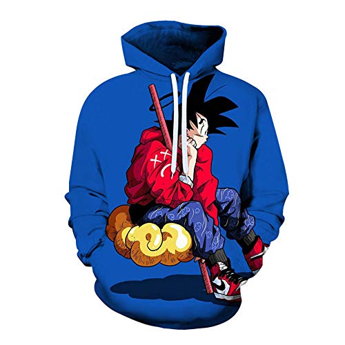 SZXZS Novedad Hoodie Unisex Sudadera con Capucha de Dragon Ball Z Hombres Mujeres Impresión 3D Anime japonés Camiseta de Goku Sudadera Informal Juventud Uniforme de béisbol-Blue_M