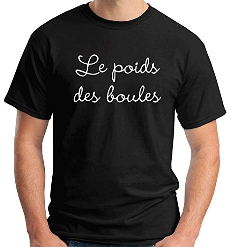 T-Shirt Hombre Negro FUN2337 le poids Des Boules