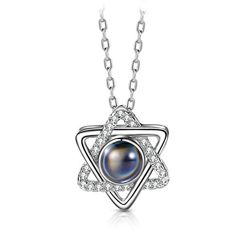 T400 Plata de Ley 925 Collar I Love You 100 Idiomas Te Amo Proyección Collar Colgante,Cadeaux pour Femmes Filles,40+3CM T400 Plata de Ley 925 Collar I Love You 100 Idiomas Te Amo Proyección Collar Colgante,Cadeaux pour Femmes Filles,40+3CM