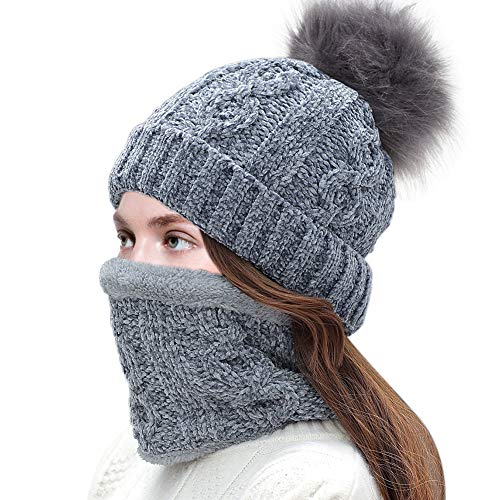 Tacobear Gorro Invierno Mujer y Bufanda Círculo Sombreros de punto Mujer Caliente Gorros de punto con Pompón Cuello Gruesa Bufanda Invierno Bufanda de Punto para Mujer (gris) Tacobear Gorro Invierno Mujer y Bufanda Círculo Sombreros de punto Mujer Caliente Gorros de punto con Pompón Cuello Gruesa Bufanda Invierno Bufanda de Punto para Mujer (gris)
