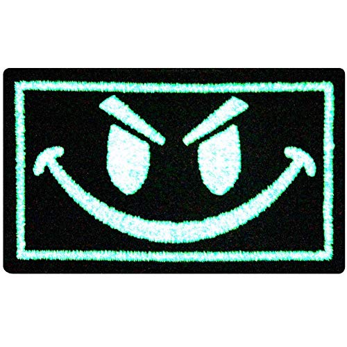 Táctico Evil Smiley Cara sonriente Resplandor en el parche oscuro Bordado de Aplicación con Plancha