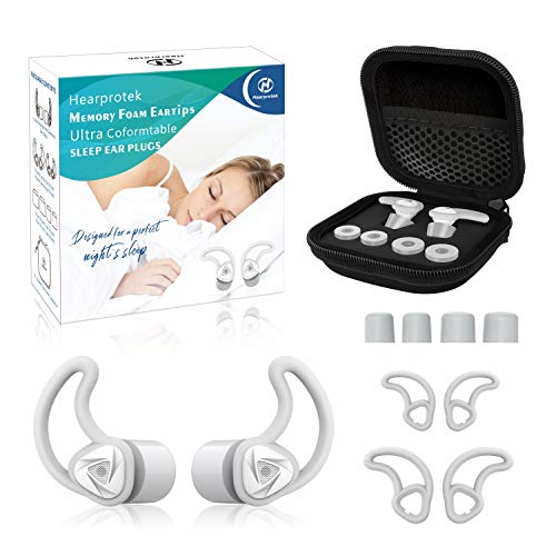 Tapones para los oídos para dormir, 33db Hearprotek Reducción de ruido Bloqueo de sonido Tapones para los oídos para dormir para dormir de lado, ronquidos, trabajo(Blanco)