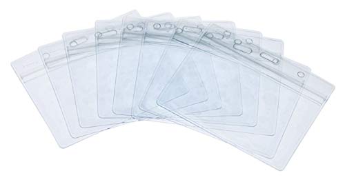 Tarjeta Identificativa,Paquete de 50 Tarjetero Transparentes Impermeable Etiqueta De Identificación Horizontales de Plástico Resistente con Grip Seal para Exposición Asuntos Oficina 100x82mm