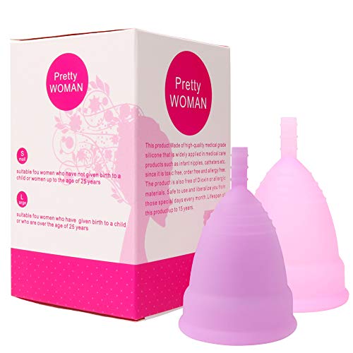Tarnel 2 piezas Copa menstrual Periodo Copa Pequeño Hecho de silicona médica de la FDA Rosa y morado