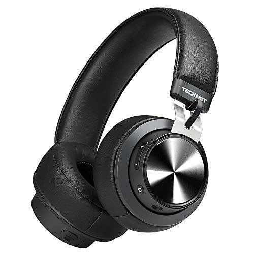 TeckNet Auriculares Bluetooth Inalámbrico con Micrófono Cascos Hi-Fi Sonido Estéreo 14 hrs Reproducción de Música,Hi-Fi Sonido Estéreo Manos Libres, Negro