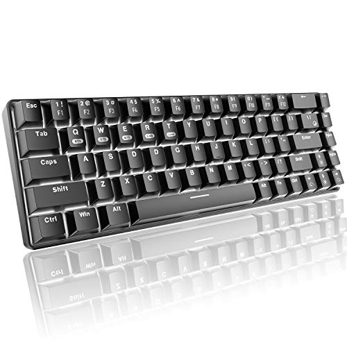 Teclado mecánico 60% para Juegos, Bluetooth/2.4GHz inalámbrico USB/Cable Tipo C 3 Modos de conexión,68 Teclas Interruptor Azul Mini Teclado,16 Efectos retroiluminados Blancos, Recargable de 3000 mAh Teclado mecánico 60% para Juegos, Bluetooth/2.4GHz inalámbrico USB/Cable Tipo C 3 Modos de conexión,68 Teclas Interruptor Azul Mini Teclado,16 Efectos retroiluminados Blancos, Recargable de 3000 mAh