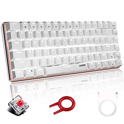 Teclado mecánico, AK33 Teclado mecánico para juegos con cable USB retroiluminado con LED blanco, Teclado compacto para juegos de 82 teclas con teclas anti-efecto fantasma(Interruptor rojo, blanco) Teclado mecánico, AK33 Teclado mecánico para juegos con cable USB retroiluminado con LED blanco, Teclado compacto para juegos de 82 teclas con teclas anti-efecto fantasma(Interruptor rojo, blanco)