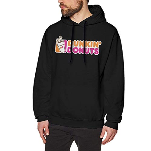 Tengyuntong Hombre Sudaderas con Capucha, Sudaderas, Men's Hooded Sweatshirt Pullover Dunkin-Donuts Cool Personality Design Black