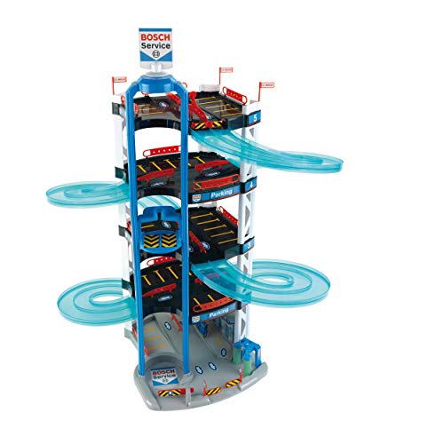 Theo Klein 2813 Aparcamiento Bosch Car Service, Con 5 plantas, doble rampa de salida, 2 coches de carreras, ascensor y mucho más, Medidas: 55 cm x 55 cm x 85 cm, Juguete para niños a partir de 3 años Theo Klein 2813 Aparcamiento Bosch Car Service, Con 5 plantas, doble rampa de salida, 2 coches de carreras, ascensor y mucho más, Medidas: 55 cm x 55 cm x 85 cm, Juguete para niños a partir de 3 años
