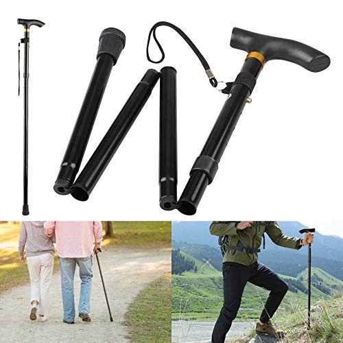 Thlevel Bastón Plegable de Aluminio Ajustable de 84 a 93 cm - no Deslizante, Ligero, Portátil y Duradero - para Practicar Senderismo, Caminar, Viajar, Unisex Adulto