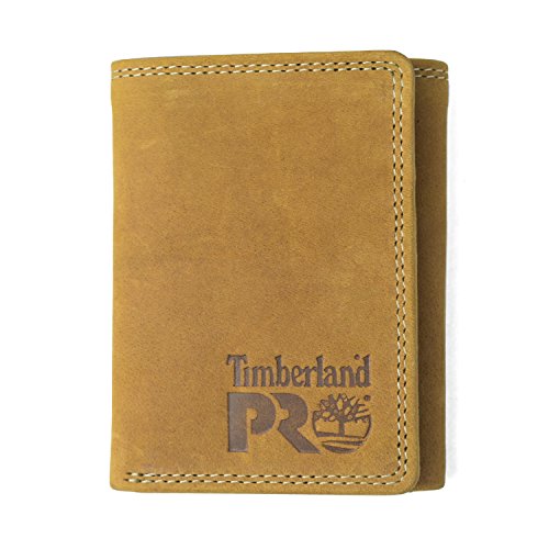 Timberland PRO Men's Leather RFID Trifold Wallet with ID Window, Wheat/Pullman, One Size