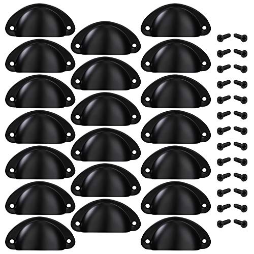 Tiradores de Metal Negro Manillas Tirador Concha para Puertas de Cajones Armario de Habitación Cocina Baño con Tornillos 20 Piezas Tiradores de Metal Negro Manillas Tirador Concha para Puertas de Cajones Armario de Habitación Cocina Baño con Tornillos 20 Piezas