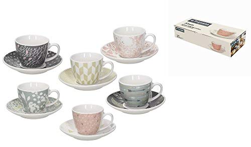 Tognana IR685345565 - Juego de 6 tazas de café con plato, porcelana Tognana IR685345565 - Juego de 6 tazas de café con plato, porcelana