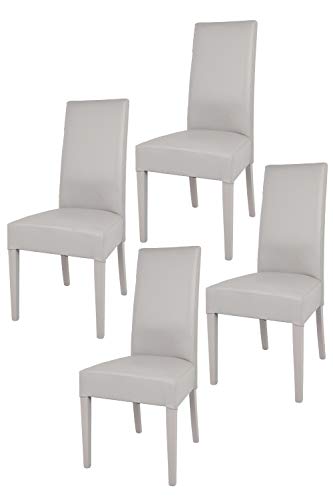 Tommychairs - Set 4 sillas Luisa para Cocina, Comedor, Bar y Restaurante, solida Estructura en Madera de Haya y Asiento tapizado en Polipiel Gris Claro