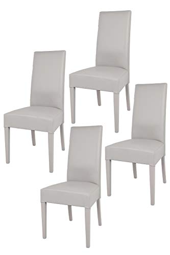 Tommychairs - Set 4 sillas Luisa para Cocina, Comedor, Bar y Restaurante, solida Estructura en Madera de Haya y Asiento tapizado en Polipiel Gris Claro Tommychairs - Set 4 sillas Luisa para Cocina, Comedor, Bar y Restaurante, solida Estructura en Madera de Haya y Asiento tapizado en Polipiel Gris Claro