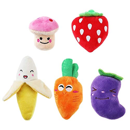 TOMYEER Juguetes para Perros pequenos, para Frutas y Verduras, Peluche, Cachorro,Pack de 5 TOMYEER Juguetes para Perros pequenos, para Frutas y Verduras, Peluche, Cachorro,Pack de 5