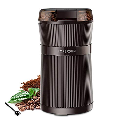 TOPERSUN Molinillo de Café Molinillo 200W Compacto de Café Eléctrico de Granos de café Semillas Frutos Secos o Granos con Cuchillas de Acero Inoxidable y Cepillo para Limpieza