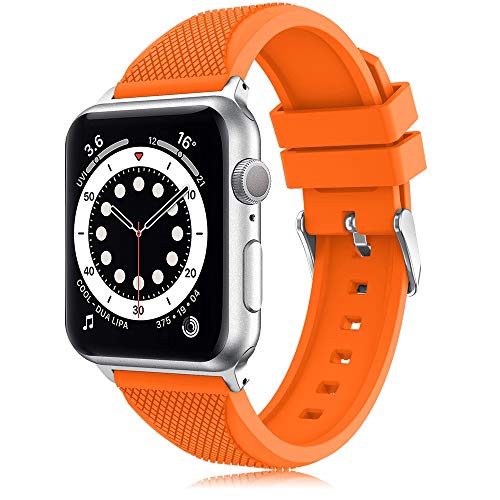 TOPsic para Apple Watch Correa 38mm/42mm, Silicona Suave de Estilo Deportivo Reemplazo iWatch Correa Wristband para Apple Watch de Pulsera Serie 3,2,1, Deporte (42mm, Naranja-b)
