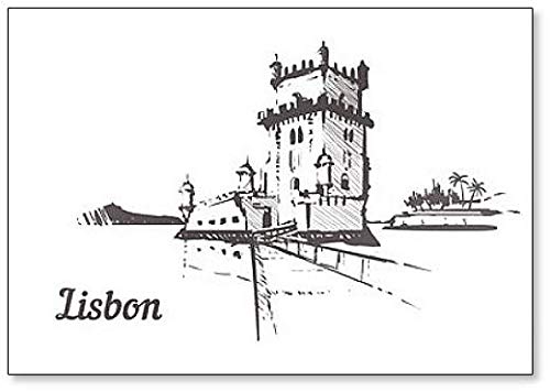 Torre de Belem Tower in Lisboa Imán para nevera con ilustración de bosquejo